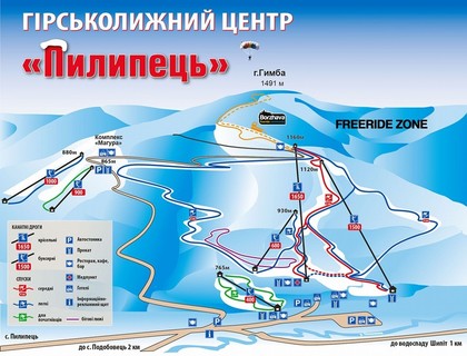 Карта склонов горнолыжных трасс