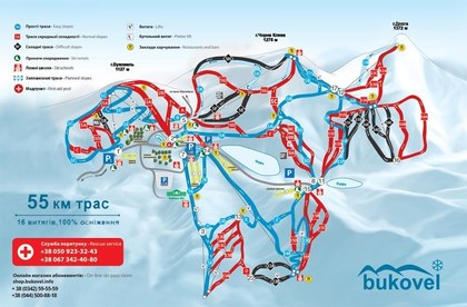 Схема трасс горнолыжного курорта Буковель